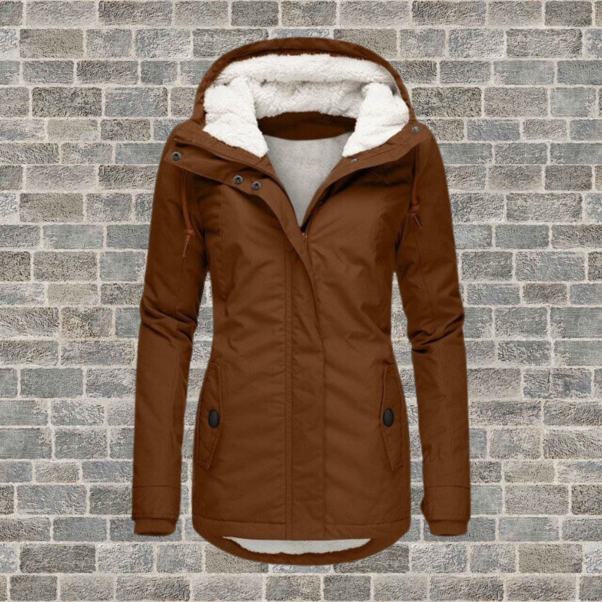 Plissé Cotton Hooded Winter Coat