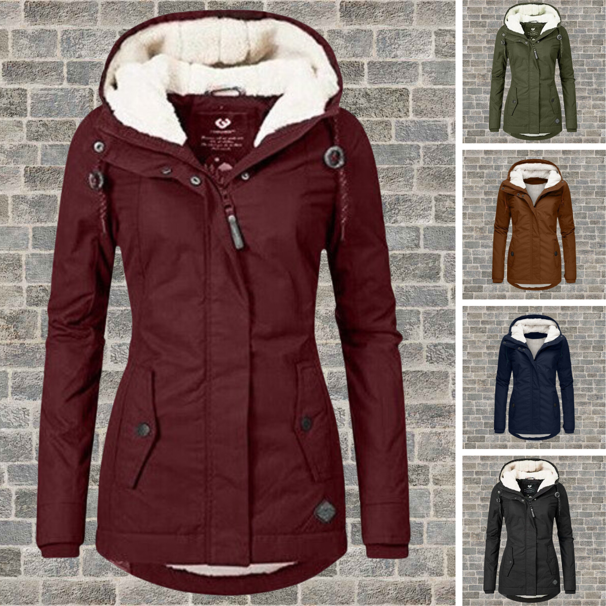 Plissé Cotton Hooded Winter Coat