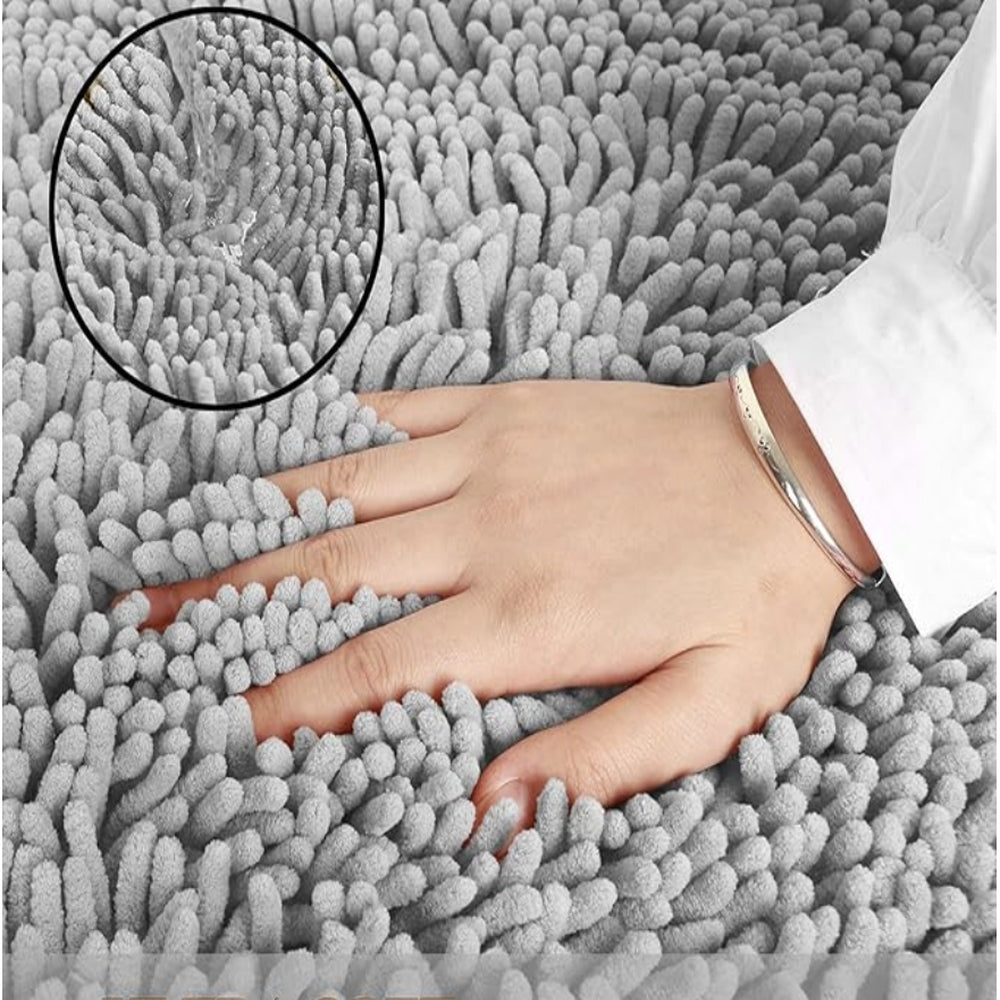 Plush Chenille Bath Mat - Soft Pile Rug - Absorbent and Non-Slip - Stylish Home Decor - Image 2