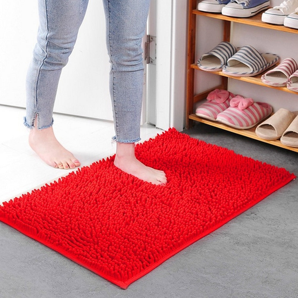 Plush Chenille Bath Mat - Soft Pile Rug - Absorbent and Non-Slip - Stylish Home Decor - Image 3
