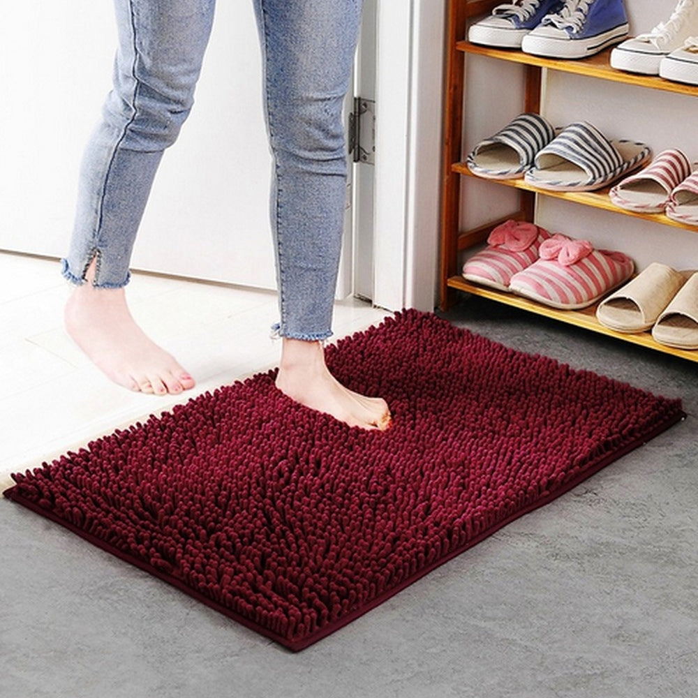 Plush Chenille Bath Mat - Soft Pile Rug - Absorbent and Non-Slip - Stylish Home Decor - Image 5