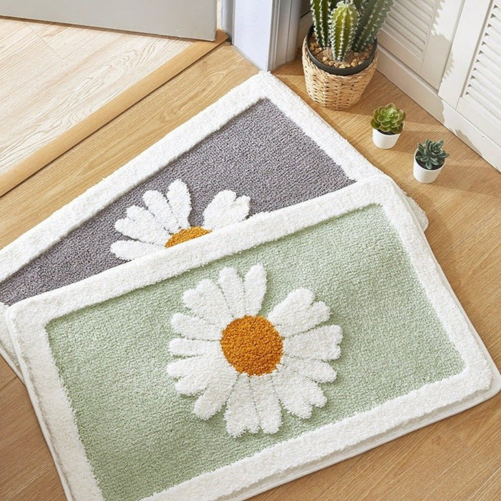 Plush Daisy Bath Mat - Microfiber Rug - Stylish Floral Accent - Image 2