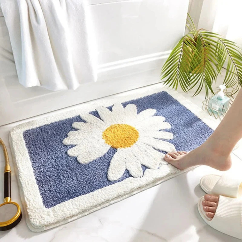 Plush Daisy Bath Mat - Microfiber Rug - Stylish Floral Accent - Image 4