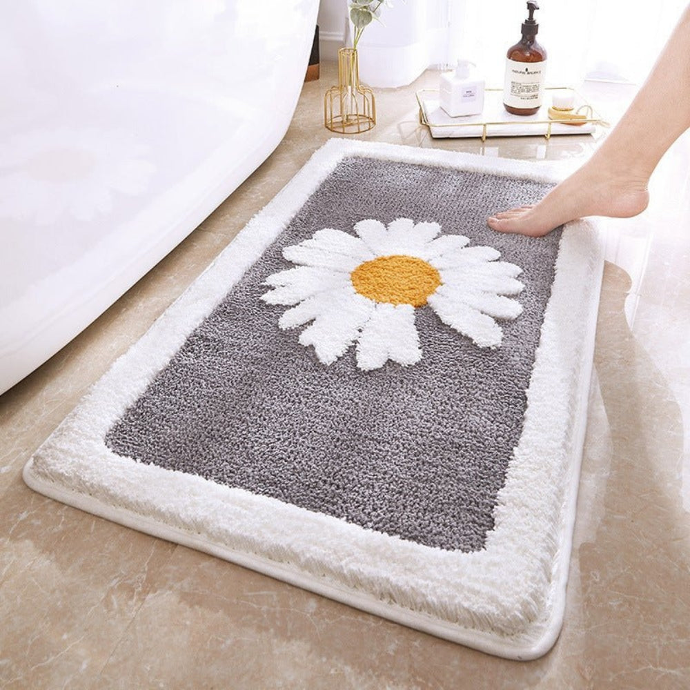 Plush Daisy Bath Mat - Microfiber Rug - Stylish Floral Accent - Image 5