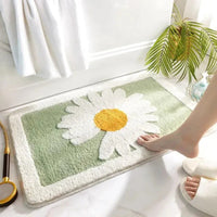 Plush Daisy Bath Mat - Microfiber Rug - Stylish Floral Accent
