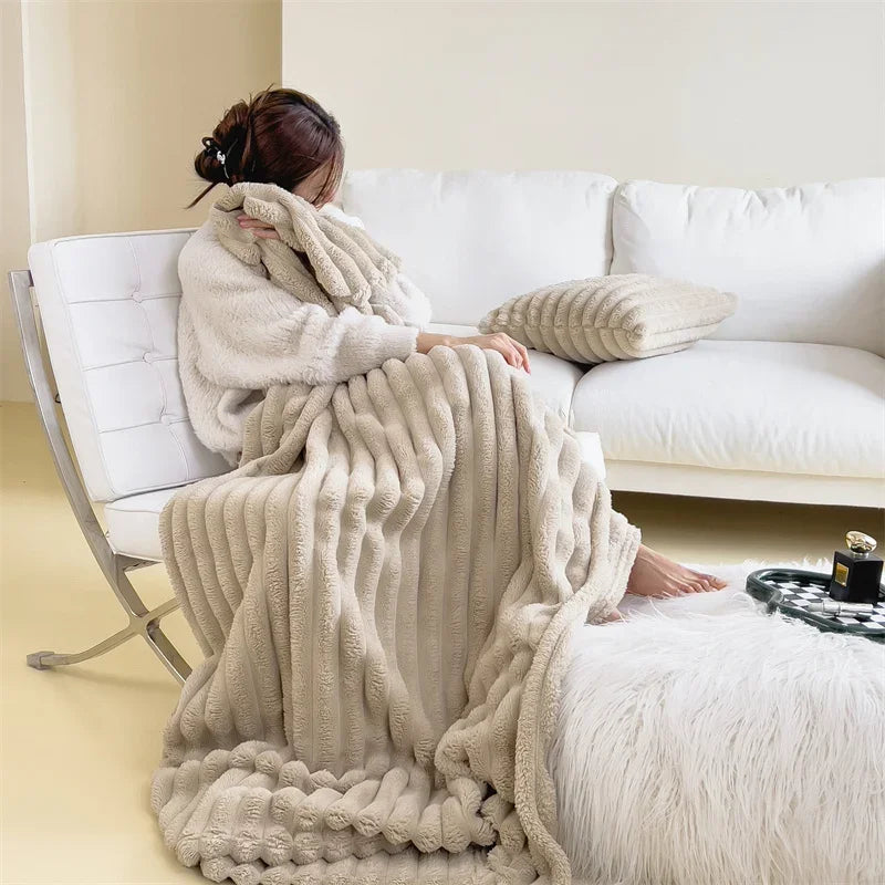 Plush Fleece Throw Blanket - Ultra Soft & Warm - Stylish Home Decor - Image 4