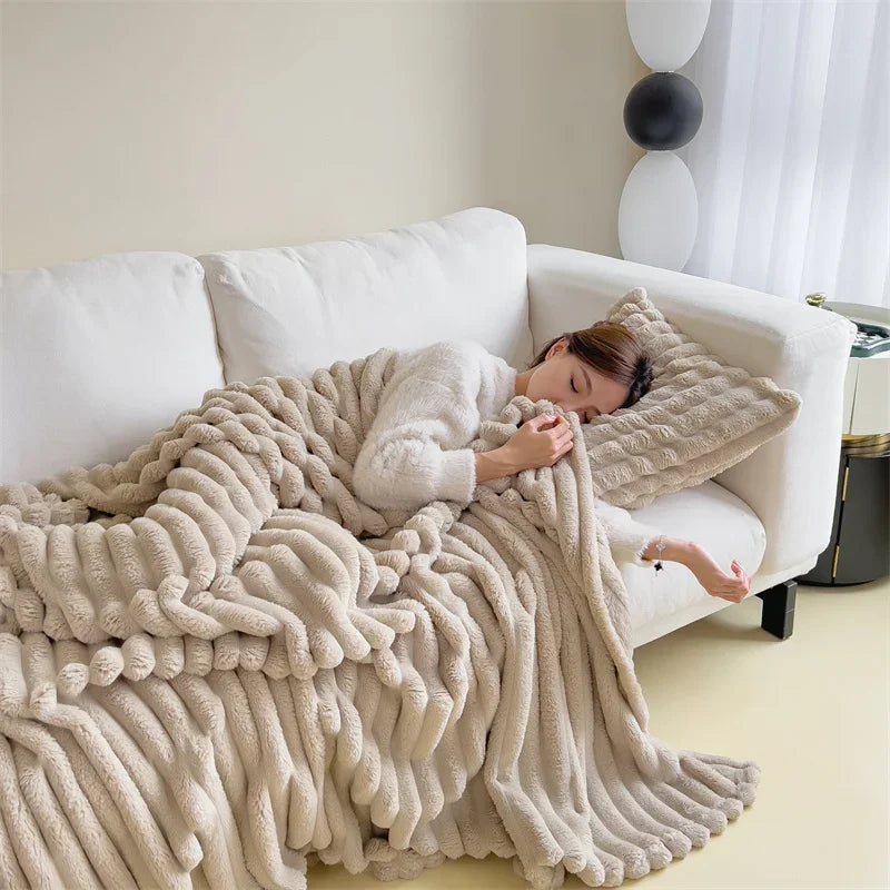 Plush Fleece Throw Blanket - Ultra Soft & Warm - Stylish Home Decor - Image 5