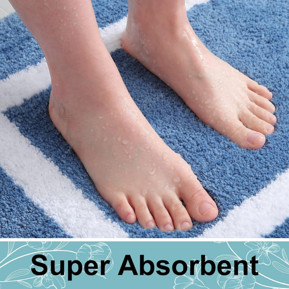 Plush Microfiber Bath Mat - Stylish Border Design - Anti-Slip Comfort - Image 5