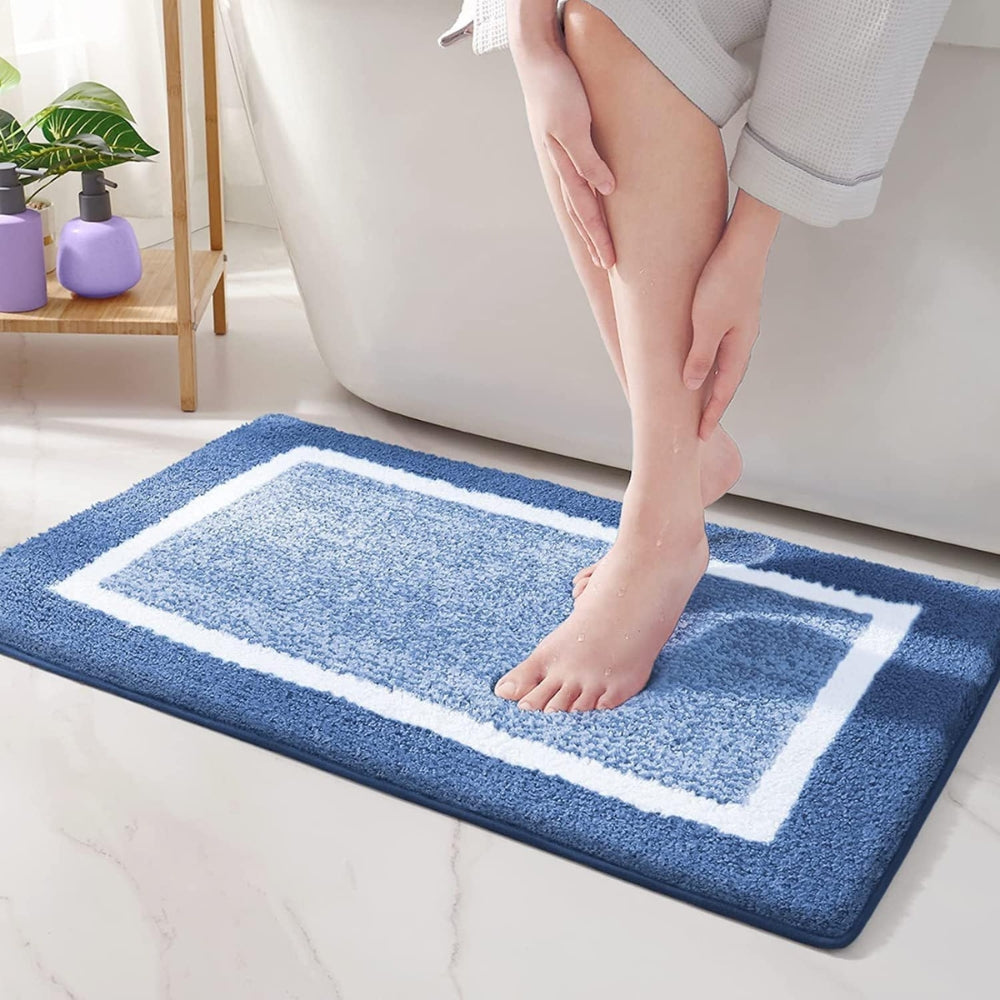 Plush Microfiber Bath Mat - Stylish Border Design - Anti-Slip Comfort - Image 6