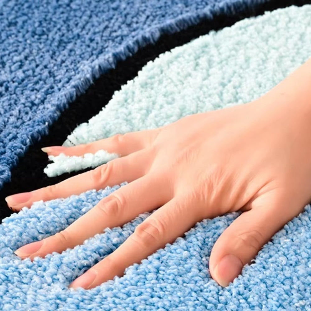 Plush Microfiber Bathroom Mat - Modern Wave Design - Absorbent Non-Slip Rug - Image 3