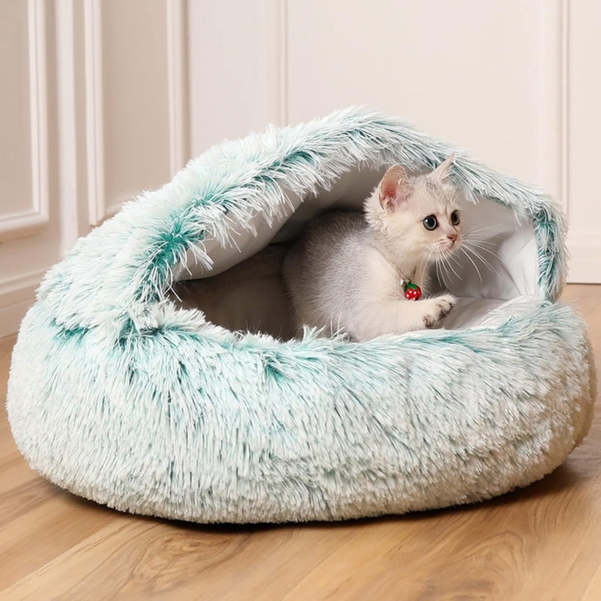 Plush Pet Bed - Cozy Cave - Hooded Nest for Cats and Small Dogs - Stylish Design - Image 7