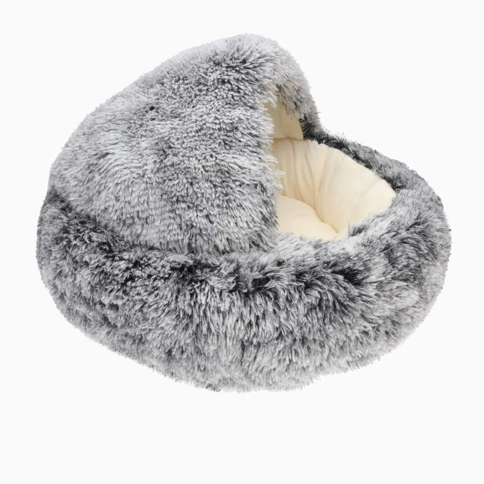 Plush Pet Bed - Cozy Cave - Hooded Nest for Cats and Small Dogs - Stylish Design - Image 8