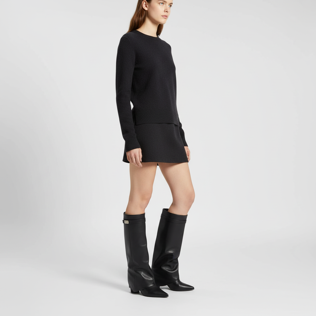 Pointed Boots with Hidden Wedge Heel