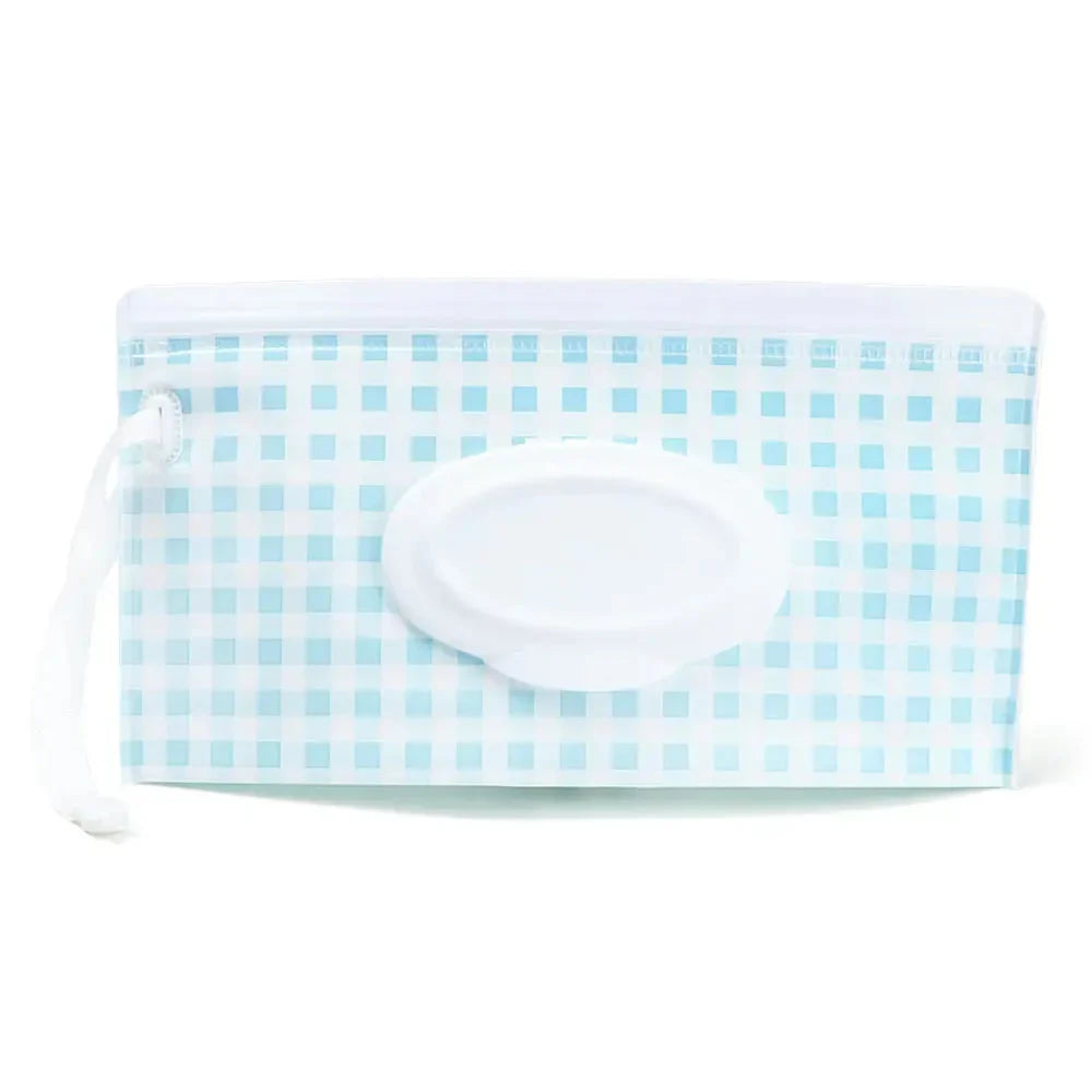 Portable Baby Wet Wipe Pouch with Flip Top and Snap Strap