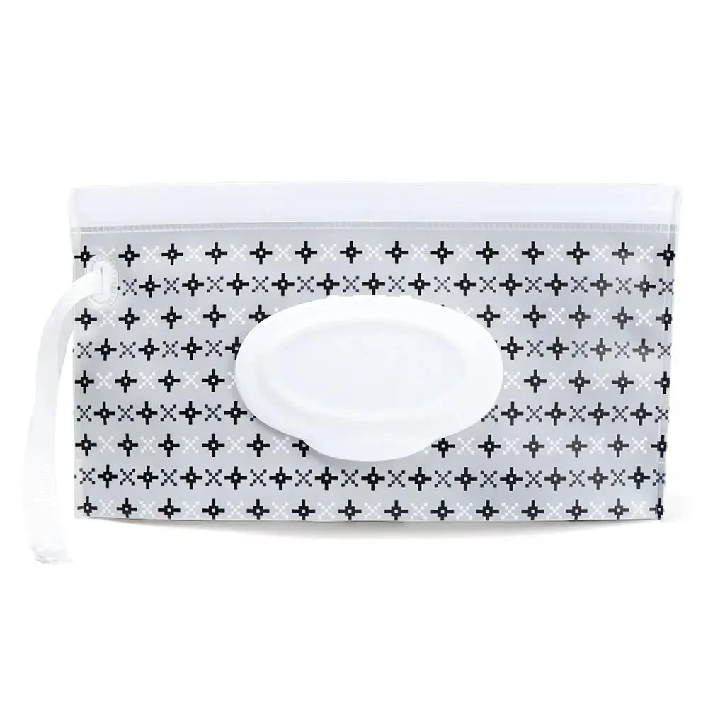 Portable Baby Wet Wipe Pouch with Flip Top and Snap Strap