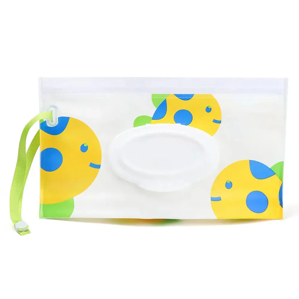 Portable Baby Wet Wipe Pouch with Flip Top and Snap Strap