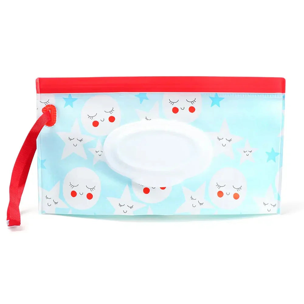 Portable Baby Wet Wipe Pouch with Flip Top and Snap Strap