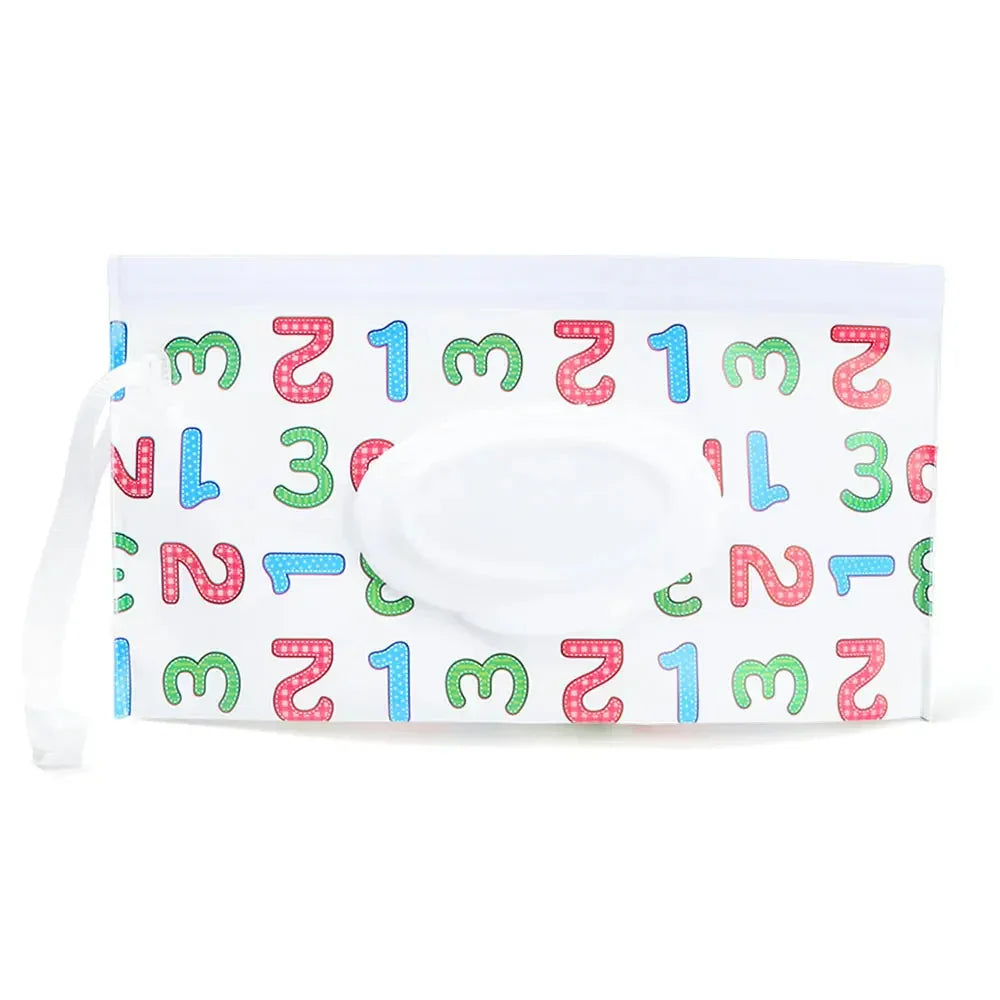 Portable Baby Wet Wipe Pouch with Flip Top and Snap Strap