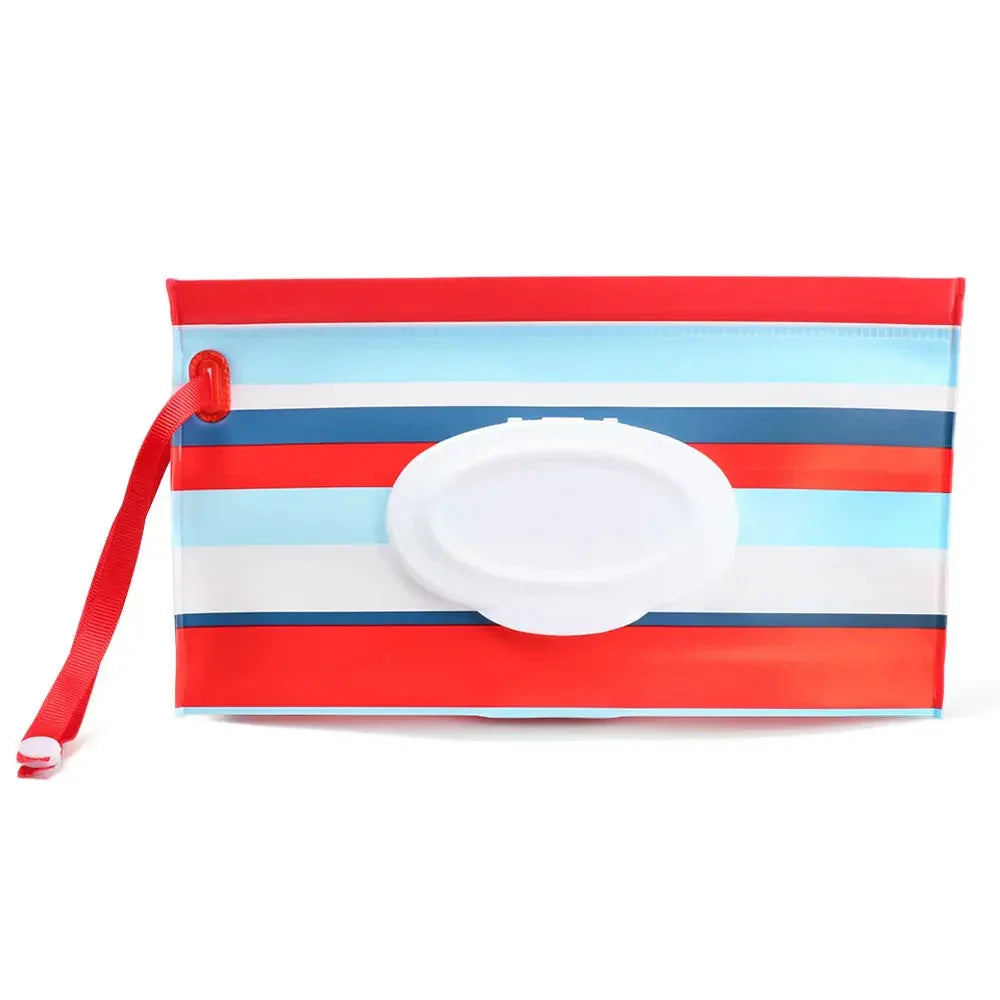 Portable Baby Wet Wipe Pouch with Flip Top and Snap Strap