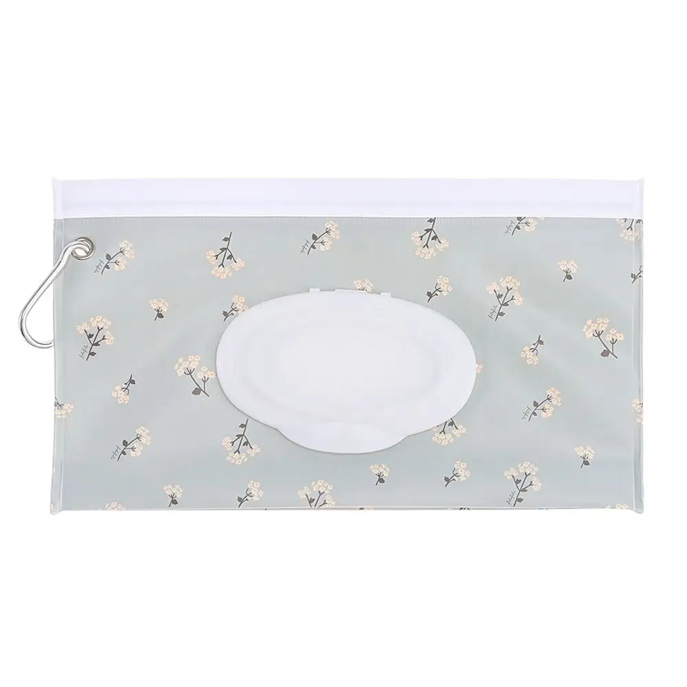 Portable Baby Wet Wipe Pouch with Flip Top and Snap Strap