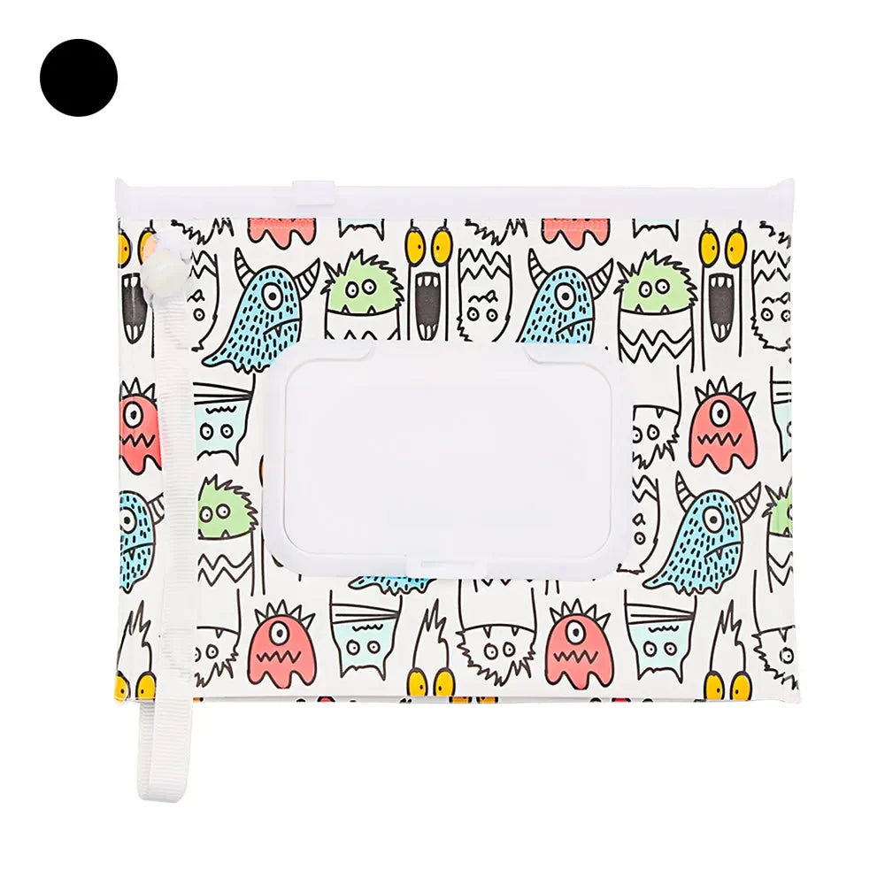 Portable Baby Wet Wipe Pouch with Flip Top and Snap Strap