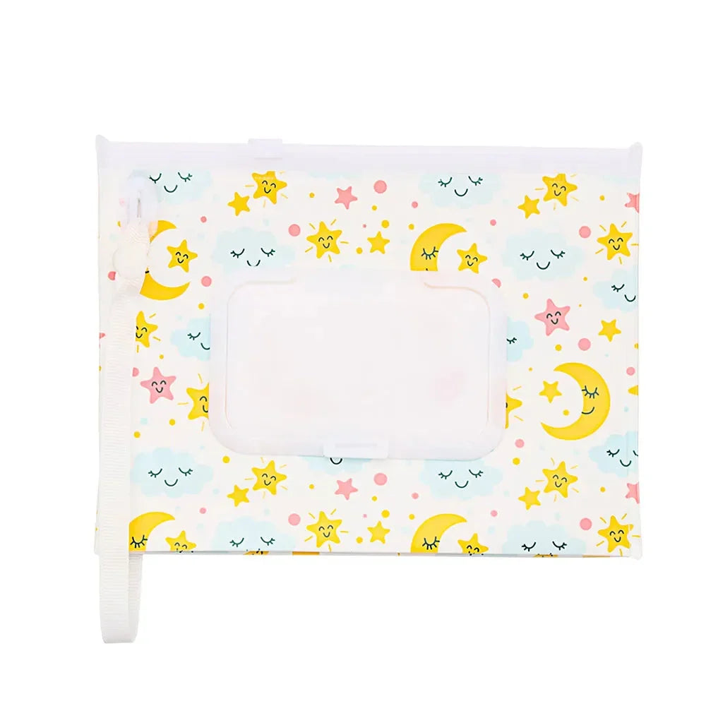 Portable Baby Wet Wipe Pouch with Flip Top and Snap Strap