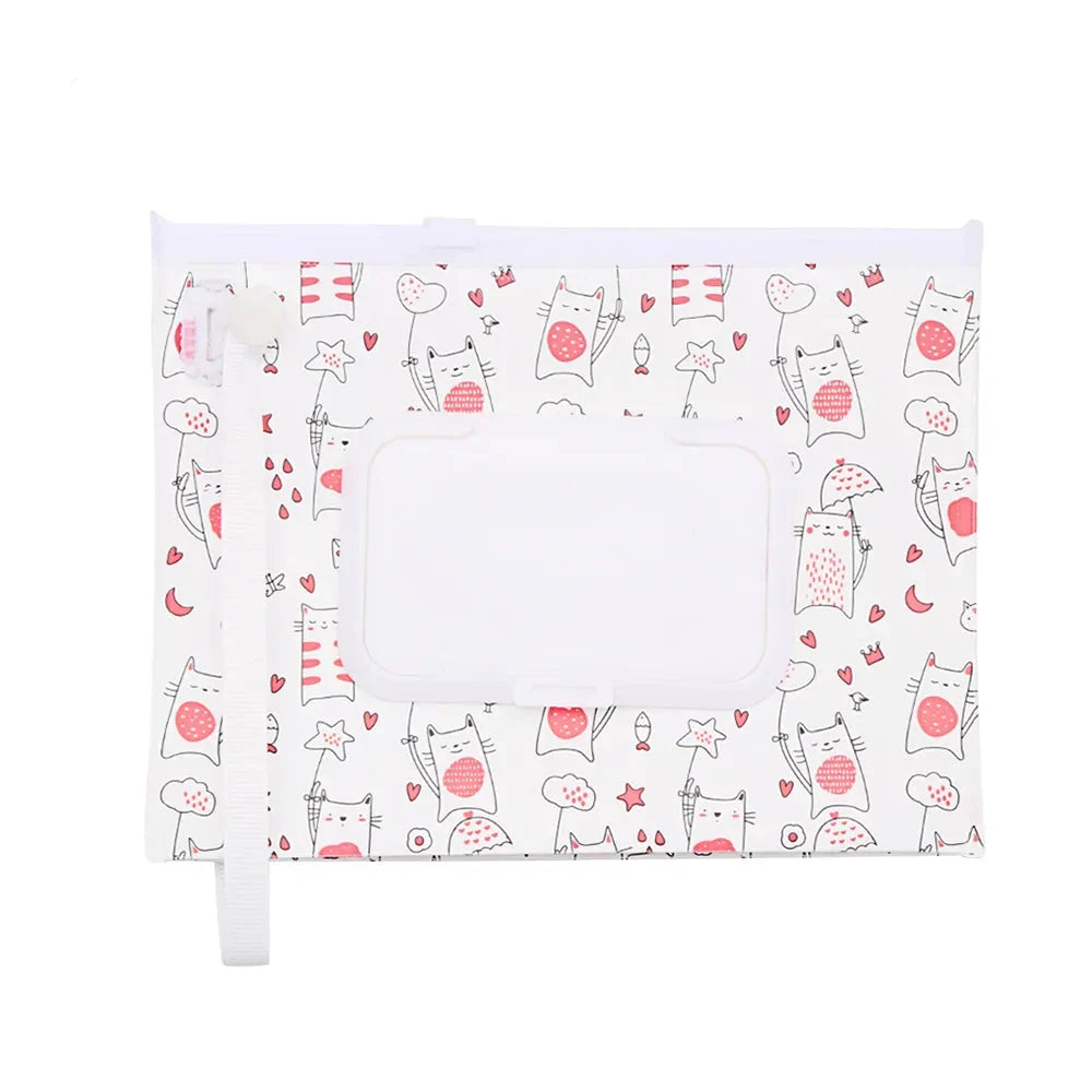 Portable Baby Wet Wipe Pouch with Flip Top and Snap Strap