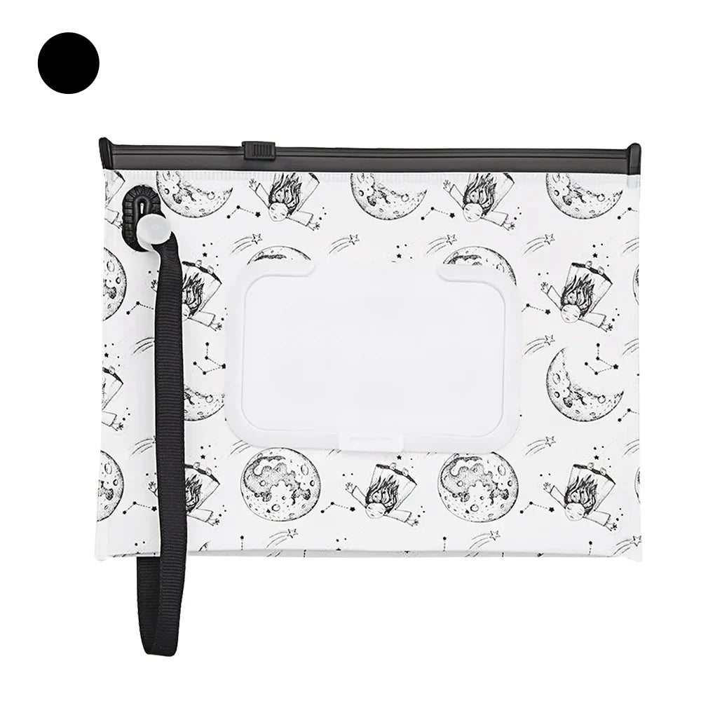 Portable Baby Wet Wipe Pouch with Flip Top and Snap Strap