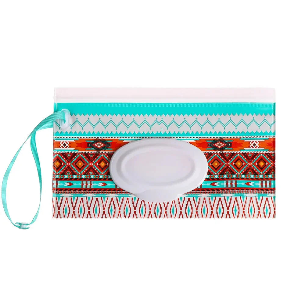 Portable Baby Wet Wipe Pouch with Flip Top and Snap Strap