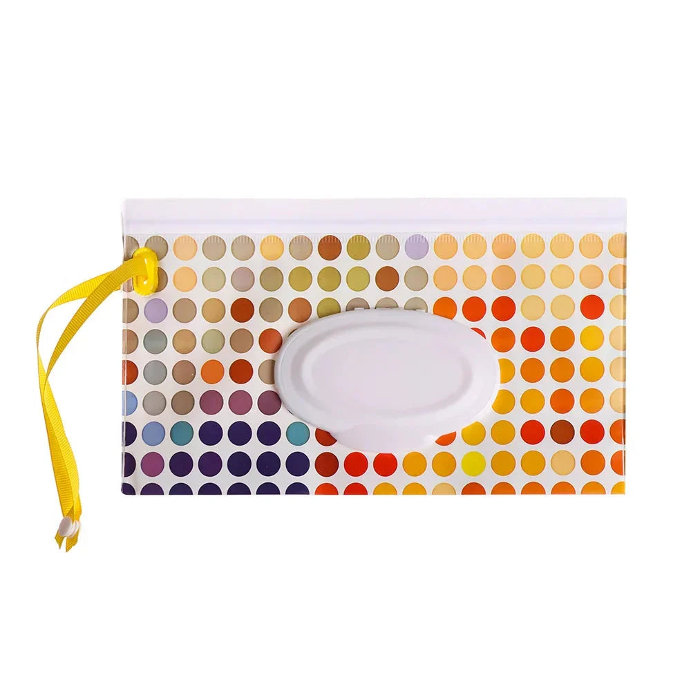 Portable Baby Wet Wipe Pouch with Flip Top and Snap Strap