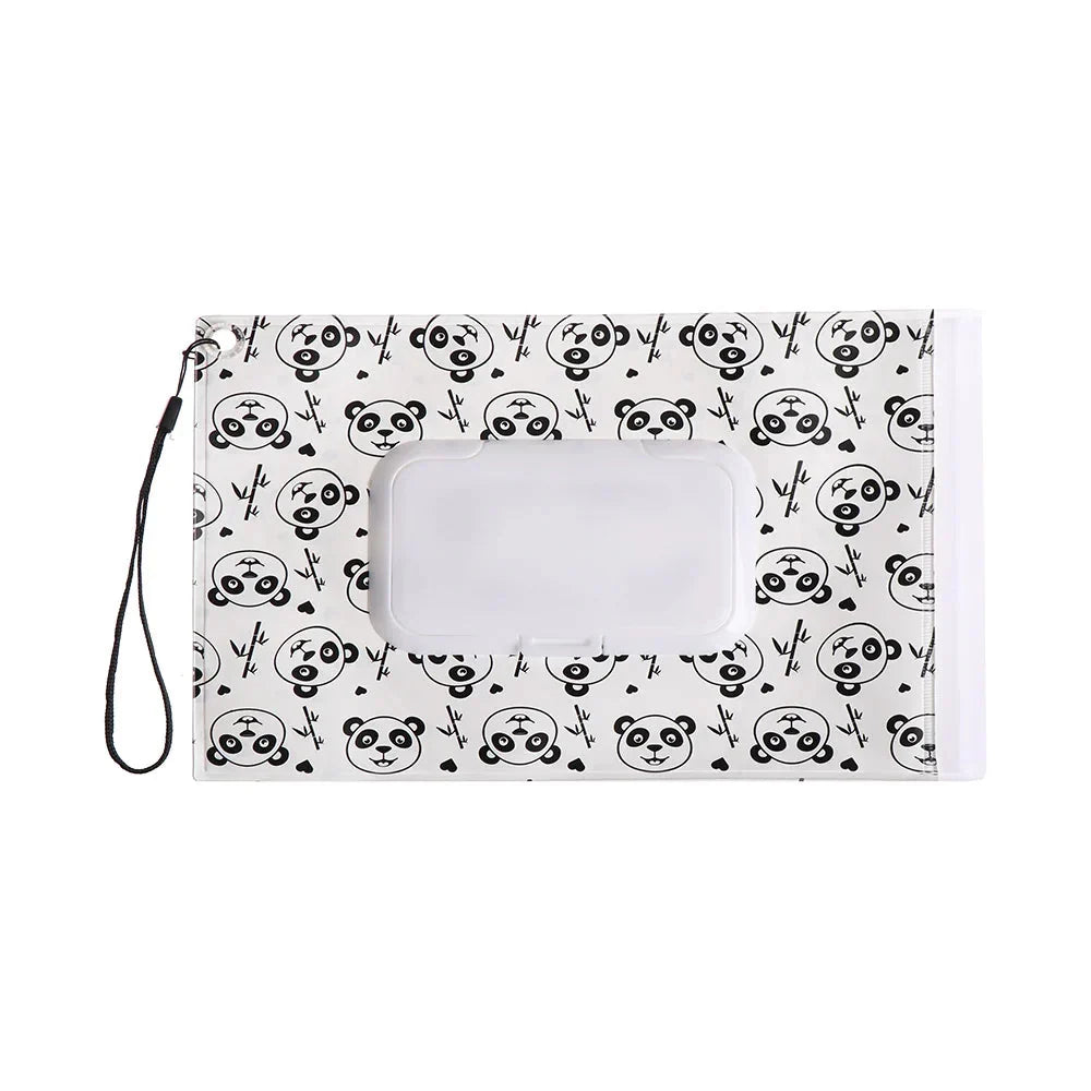 Portable Baby Wet Wipe Pouch with Flip Top and Snap Strap