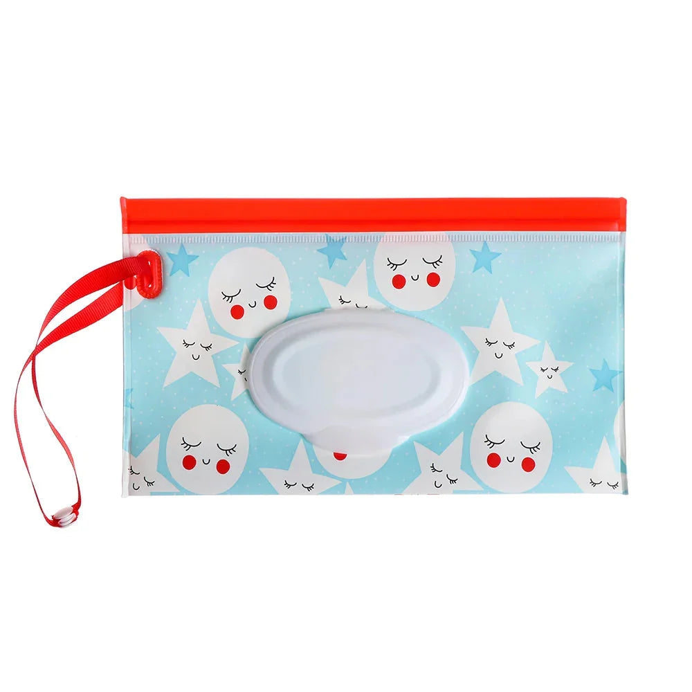 Portable Baby Wet Wipe Pouch with Flip Top and Snap Strap
