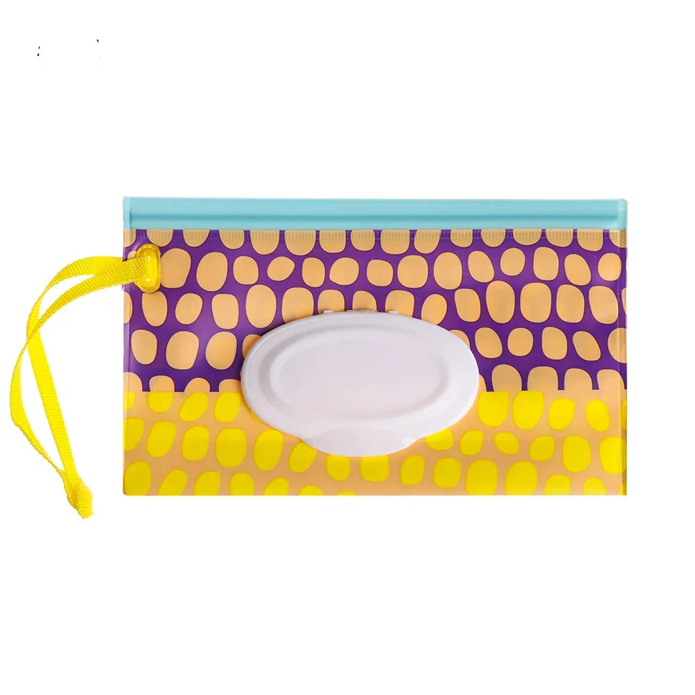 Portable Baby Wet Wipe Pouch with Flip Top and Snap Strap