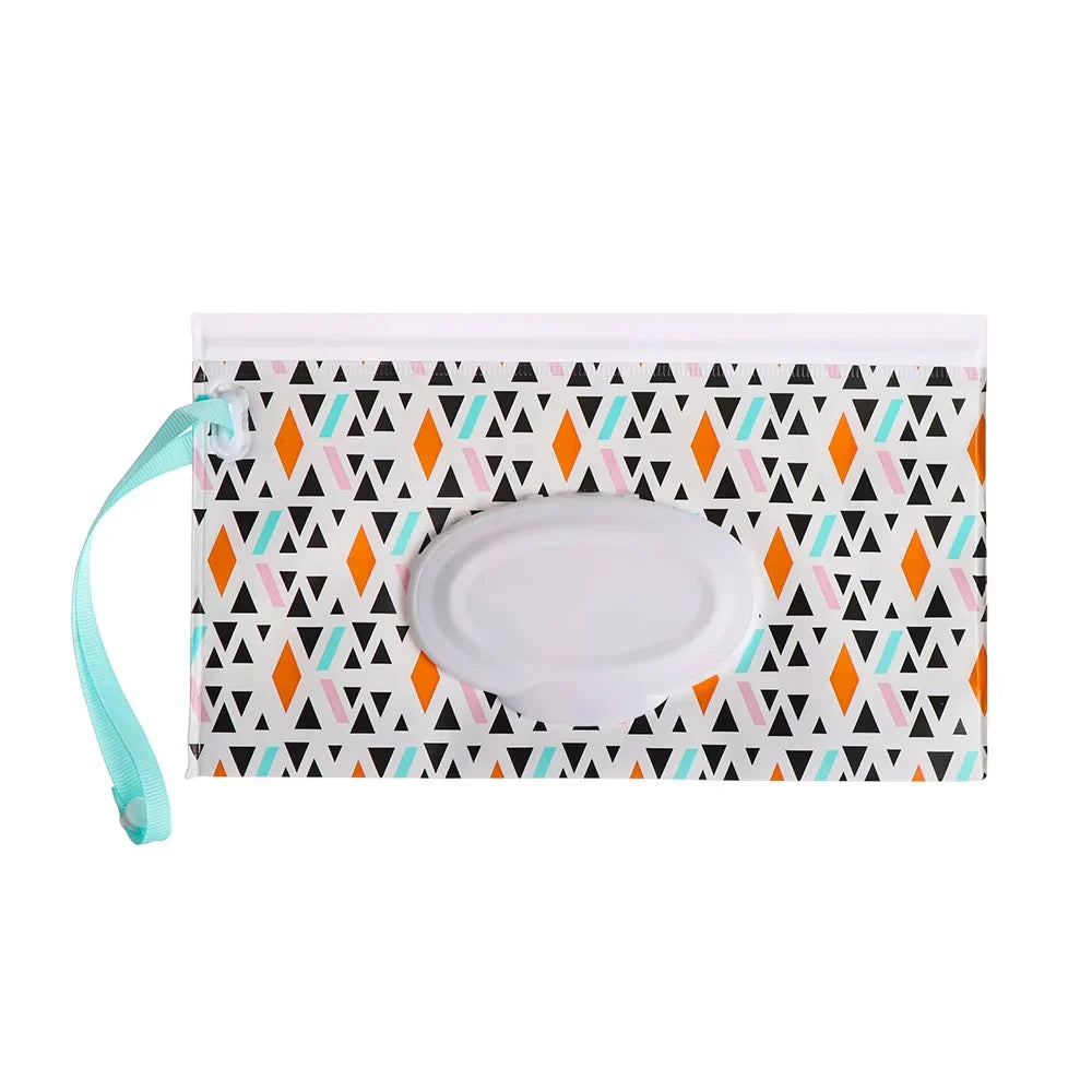 Portable Baby Wet Wipe Pouch with Flip Top and Snap Strap