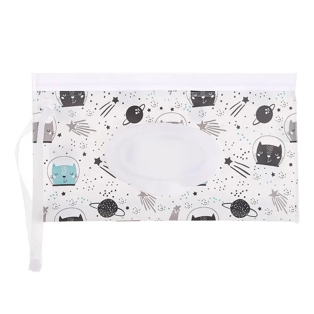 Portable Baby Wet Wipe Pouch with Flip Top and Snap Strap