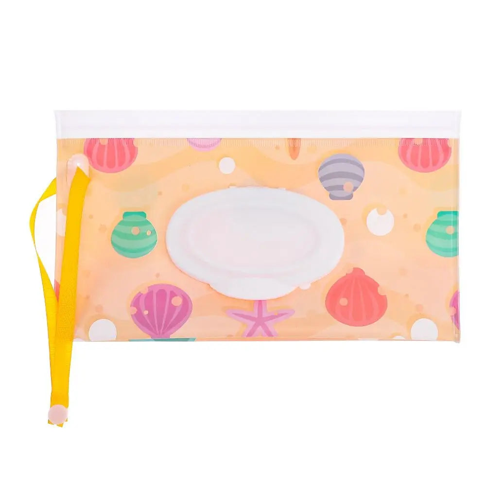 Portable Baby Wet Wipe Pouch with Flip Top and Snap Strap