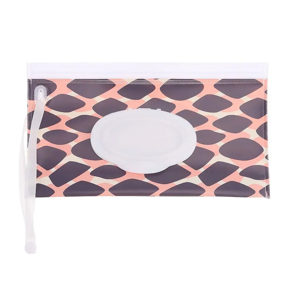 Portable Baby Wet Wipe Pouch with Flip Top and Snap Strap