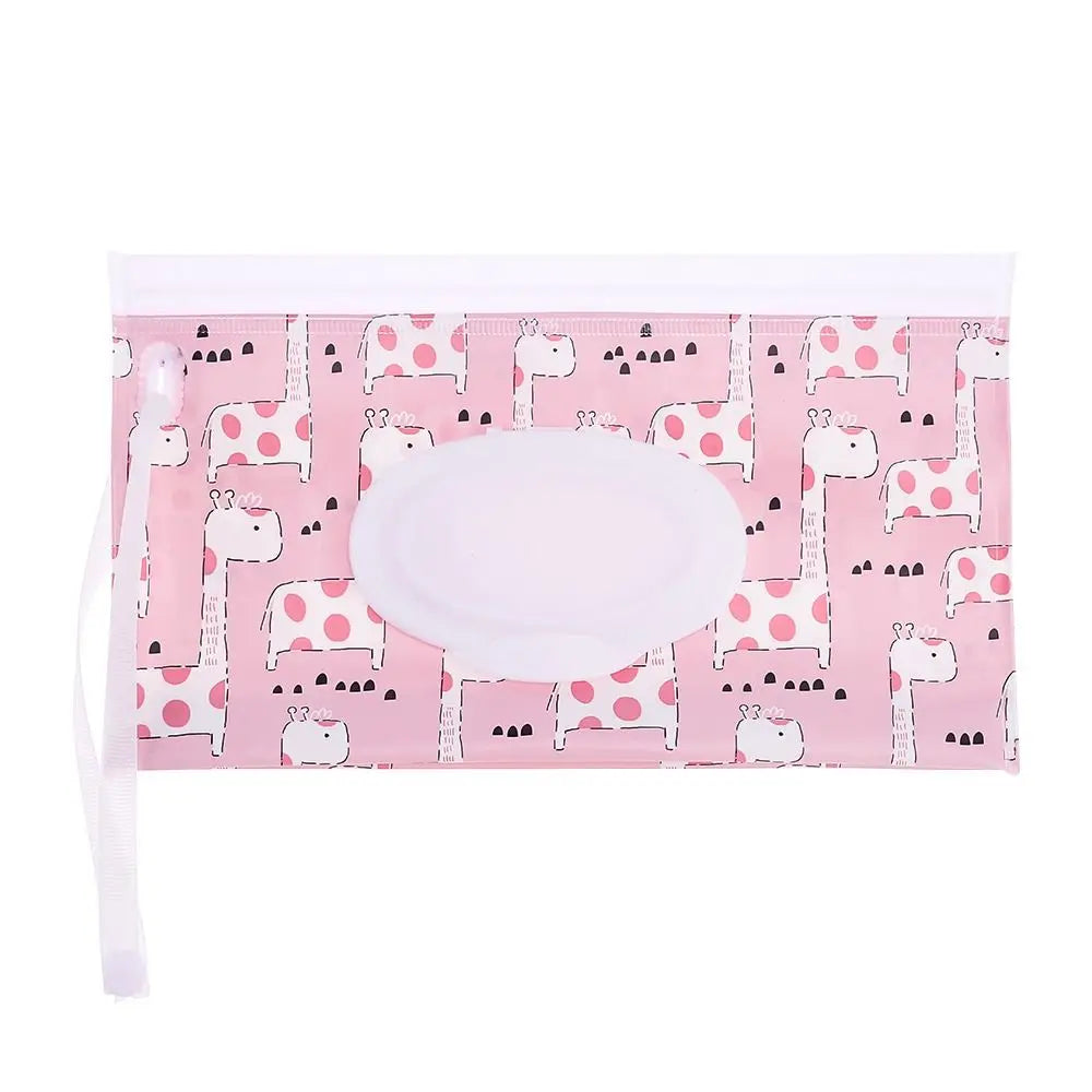 Portable Baby Wet Wipe Pouch with Flip Top and Snap Strap