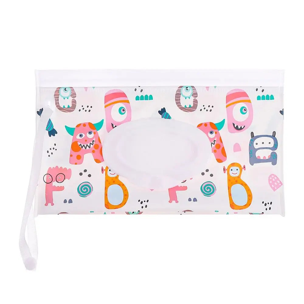 Portable Baby Wet Wipe Pouch with Flip Top and Snap Strap