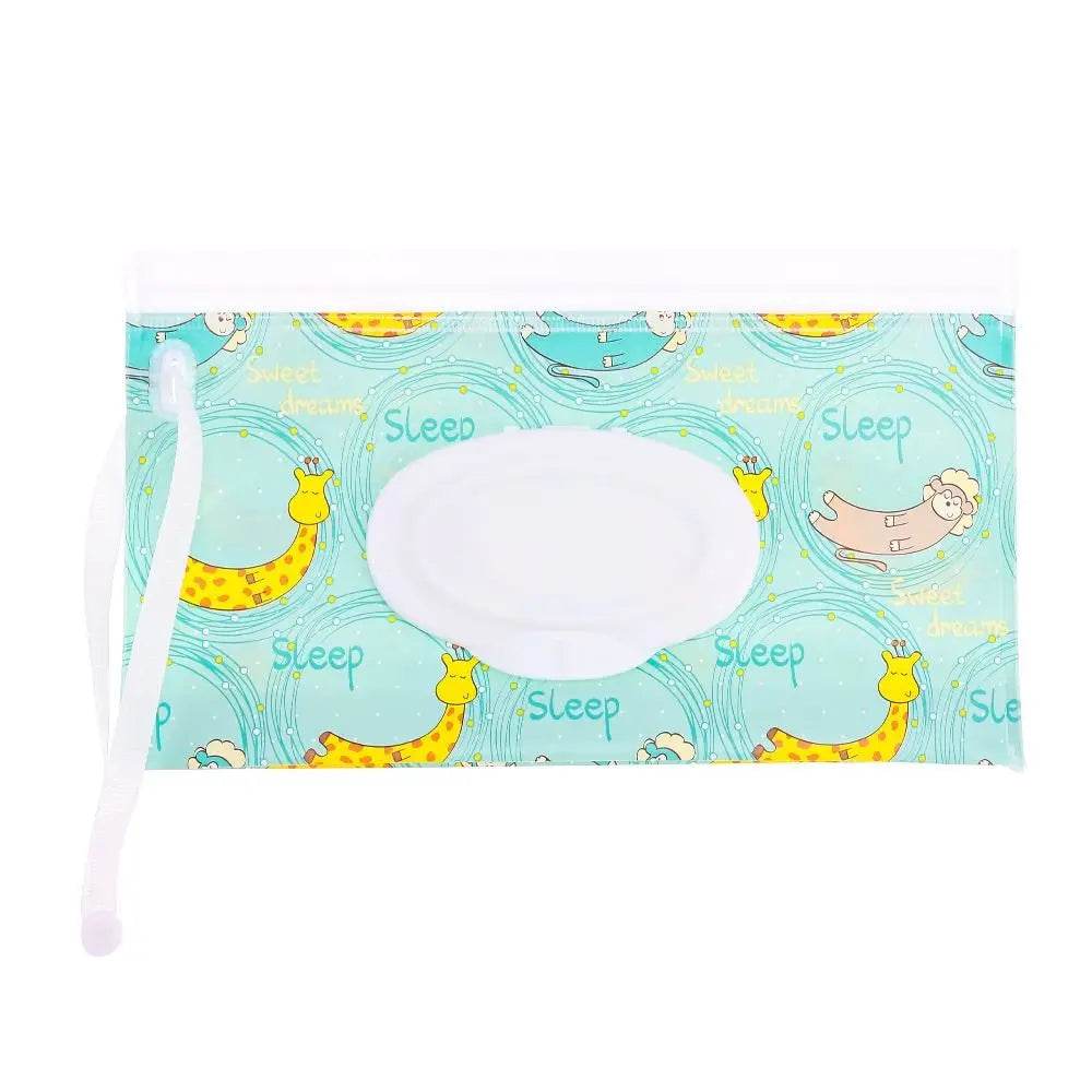 Portable Baby Wet Wipe Pouch with Flip Top and Snap Strap