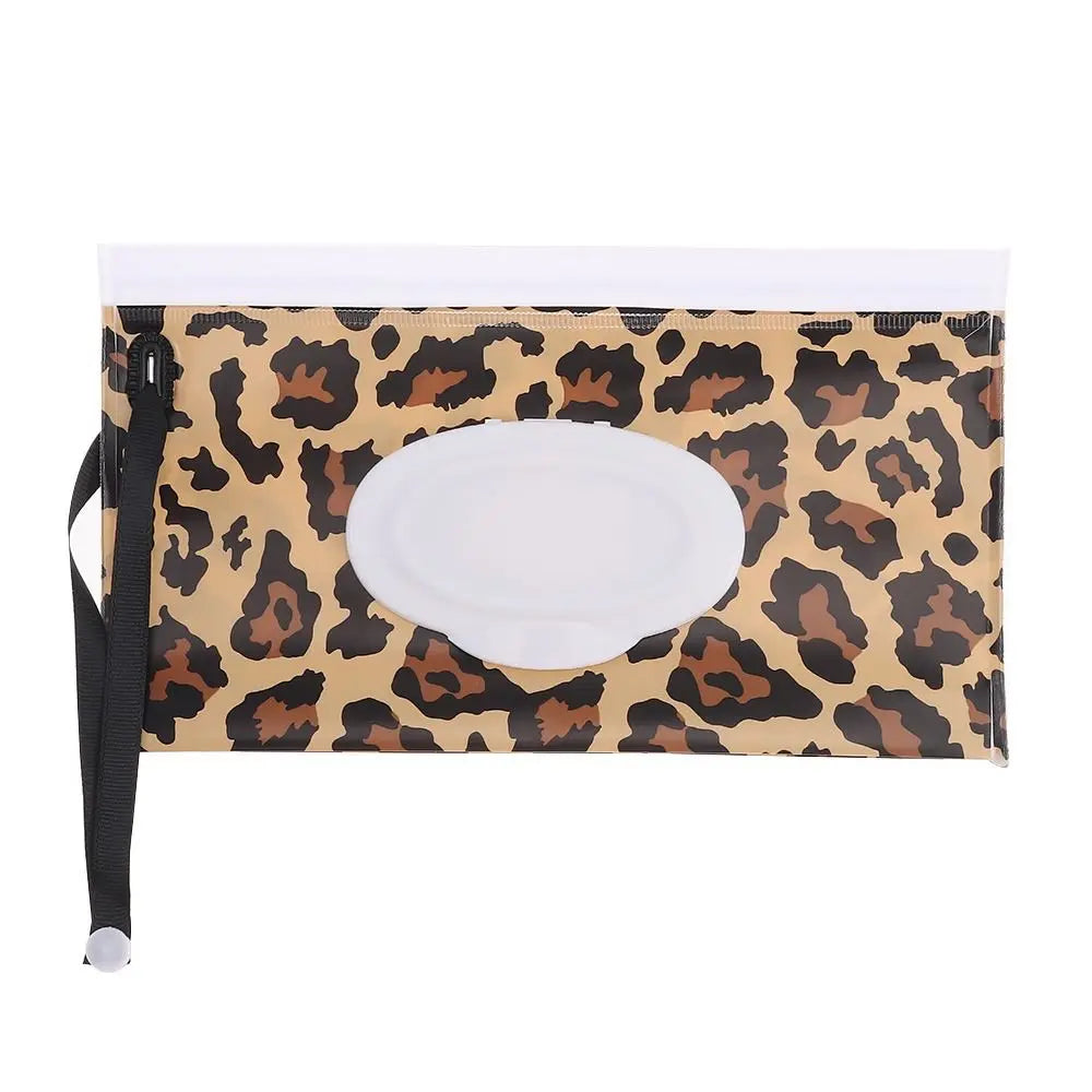 Portable Baby Wet Wipe Pouch with Flip Top and Snap Strap