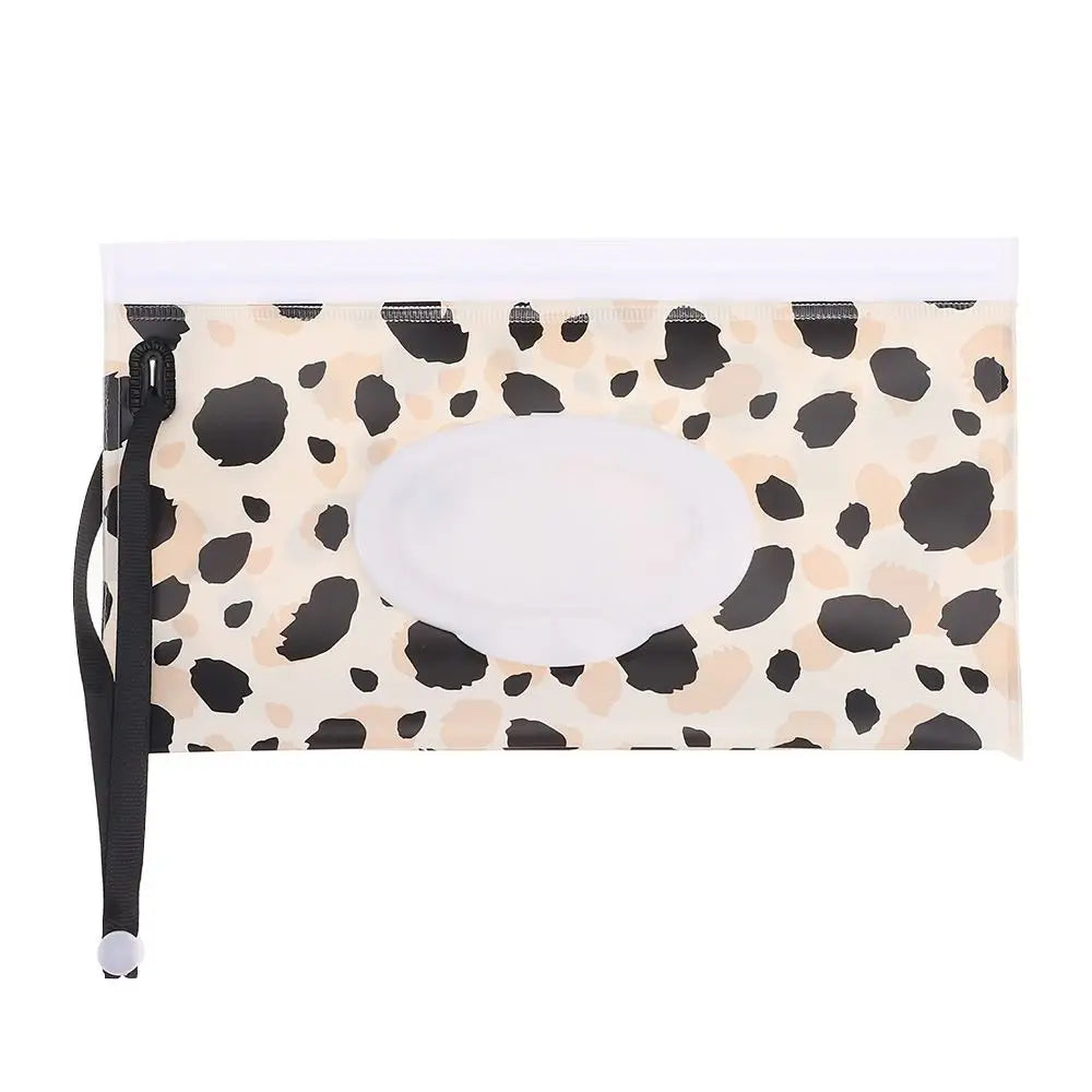 Portable Baby Wet Wipe Pouch with Flip Top and Snap Strap
