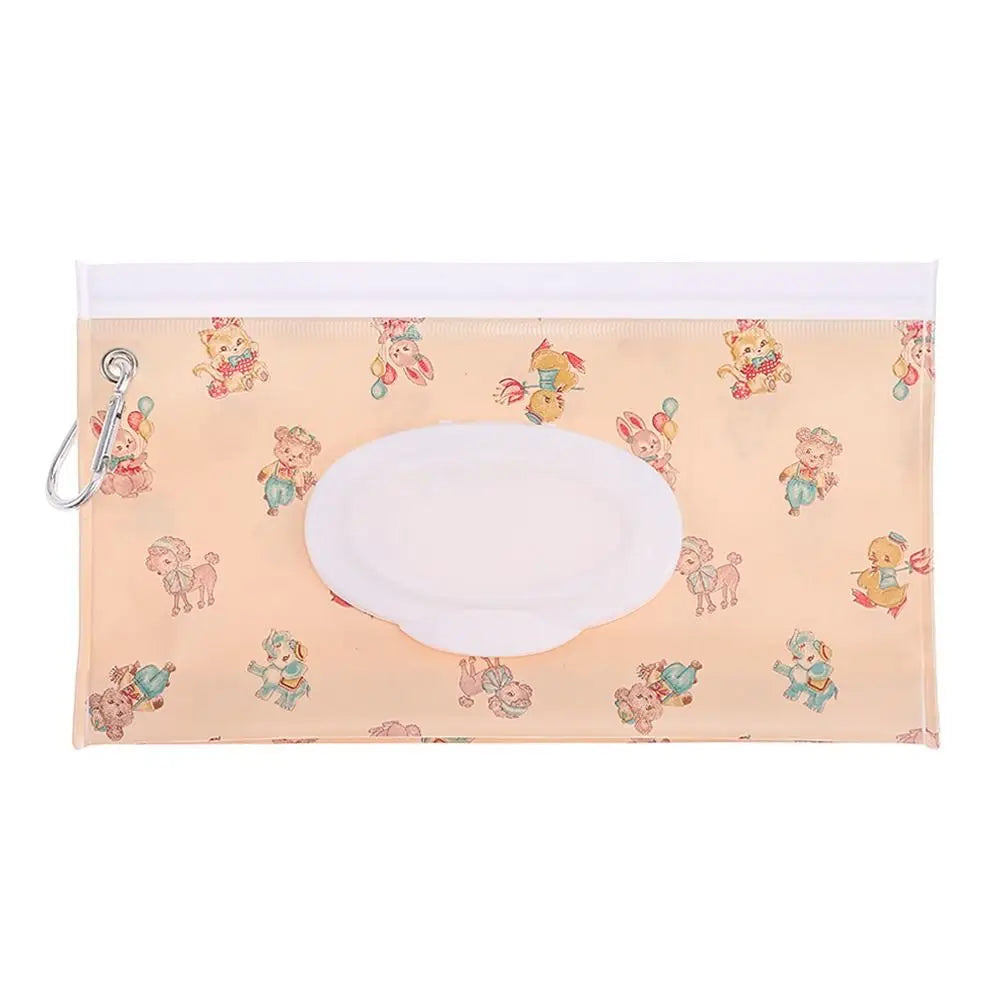 Portable Baby Wet Wipe Pouch with Flip Top and Snap Strap