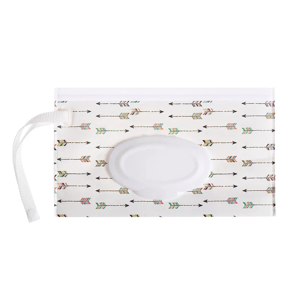 Portable Baby Wet Wipe Pouch with Flip Top and Snap Strap