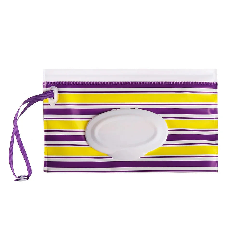 Portable Baby Wet Wipe Pouch with Flip Top and Snap Strap