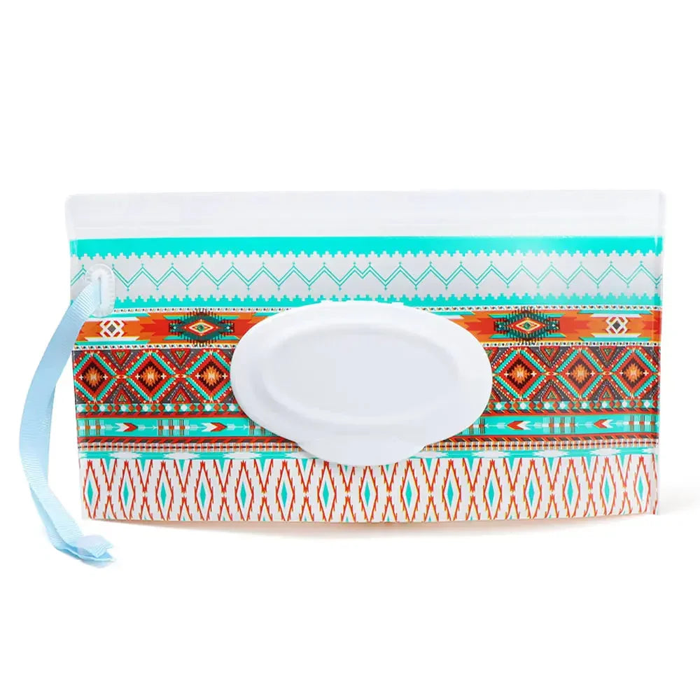 Portable Baby Wet Wipe Pouch with Flip Top and Snap Strap