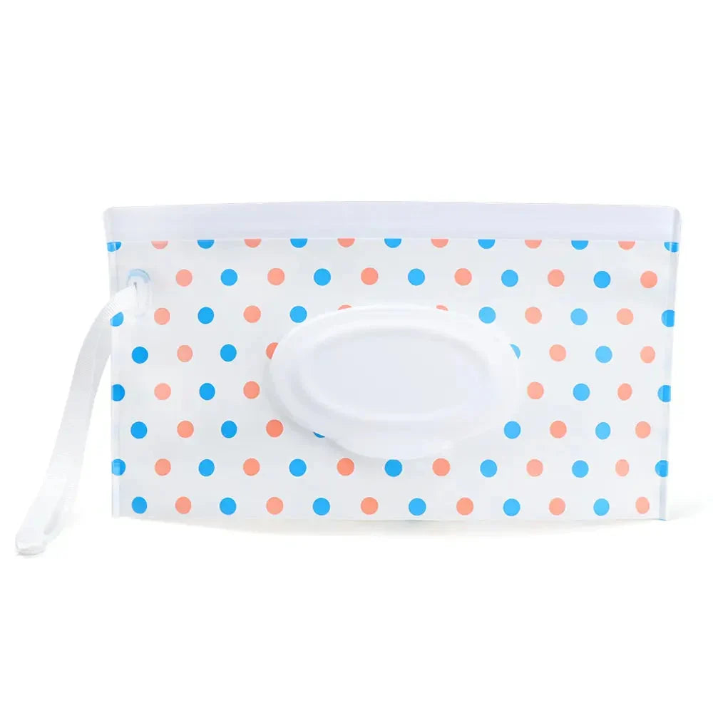 Portable Baby Wet Wipe Pouch with Flip Top and Snap Strap