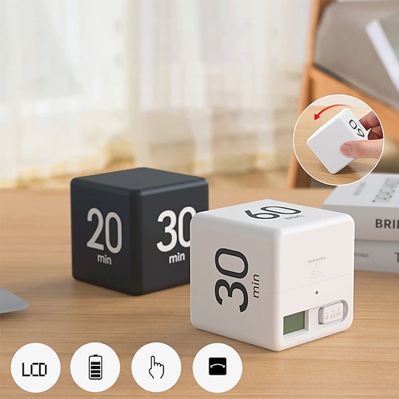 Portable Cube Timer Digital Countdown Alarm for Productivity