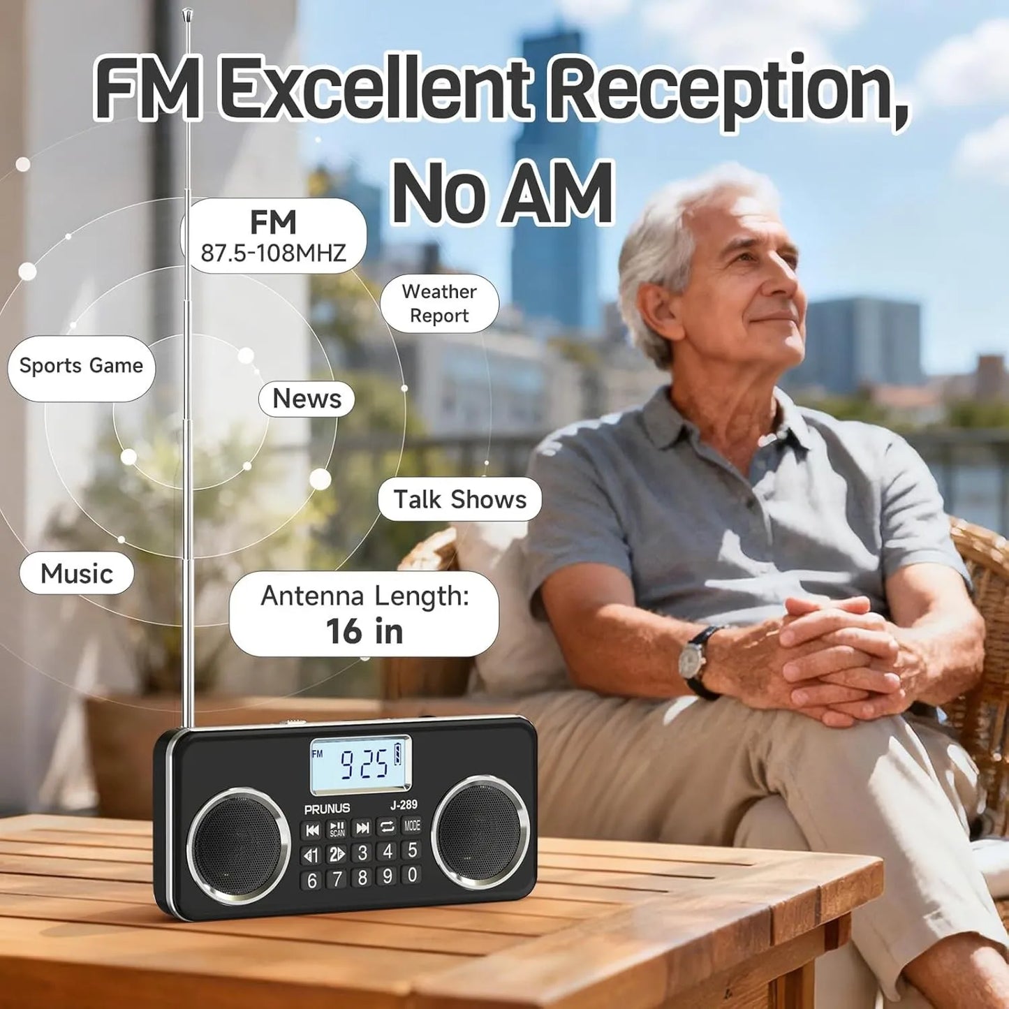 Portable HD Radio with Dual Speakers and LCD Display