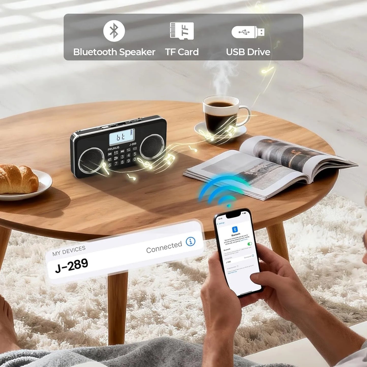 Portable HD Radio with Dual Speakers and LCD Display